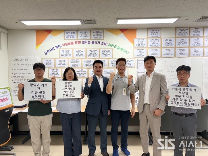 원공노와 최혁진 국회의원 공무원 현안 관련 논의를 마치고 기념 사진 촬영하고 있다. (자료 = 원공노)