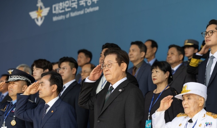 이재명 대통령은 1일 계룡대에서 열린 건군 77주년 국군의 날 행사에 참석했다. / 대통령실
