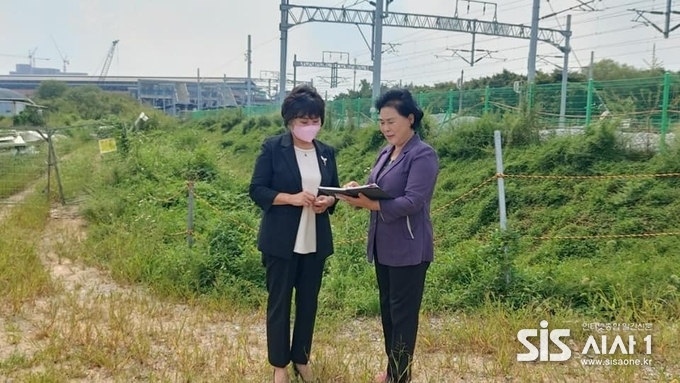 김필례 국민의힘 고양시을 당협위원장이 대곡역 주변을 검토하는 모습이다. (출처 = 김필례 위원장 페이스북)